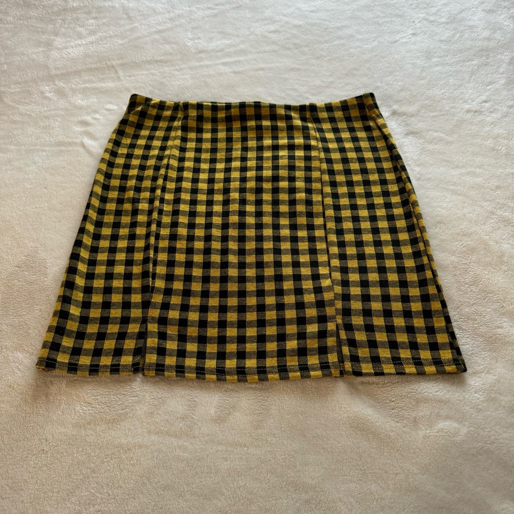 Black & Yellow Plaid Mini Skirt